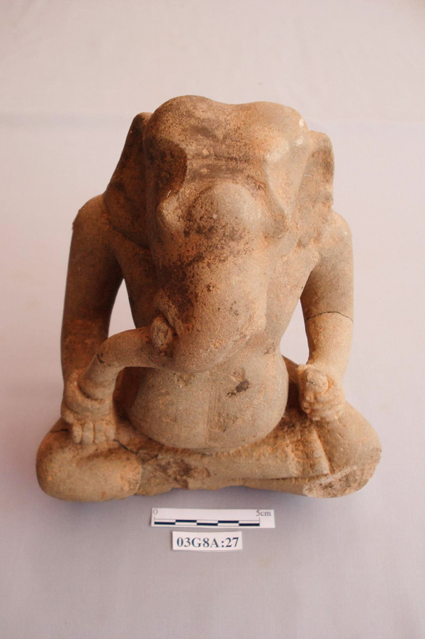 Một trong ba bức tượng phúc thần Ganesha được tìm thấy tại Thánh địa Cát Tiên