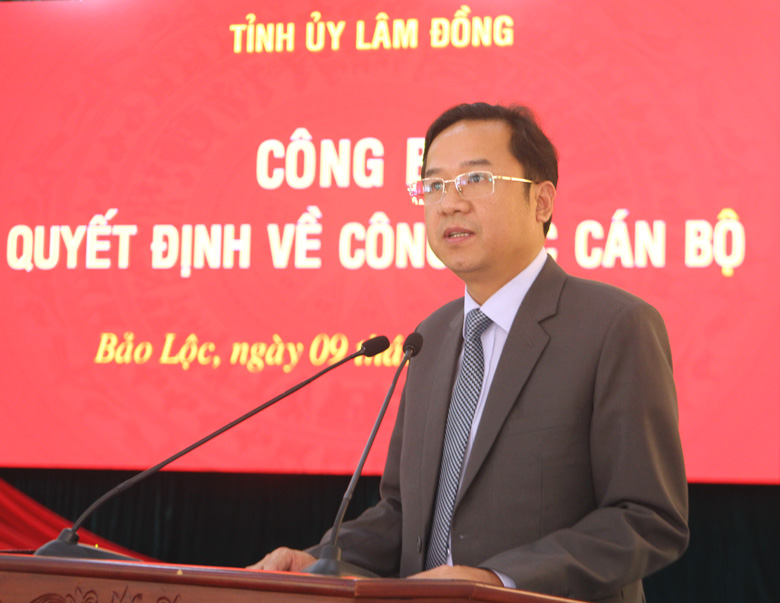 Đồng chí Tôn Thiện Đồng – Tân Bí thư Thành ủy Bảo Lộc phát biểu nhận nhiệm vụ