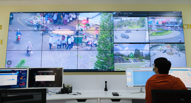 Hệ thống camera tầm cao từ Trung tâm điều hành thông mình TP Đà Lạt phát huy hiệu quả trong quản lý an ninh trật tự