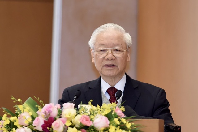 Tổng Bí thư Nguyễn Phú Trọng phát biểu tại Hội nghị. (Ảnh baochinhphu.vn)